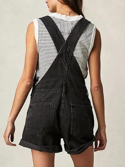 Hazel Blues® |  Square Neck Wide Strap Denim Overalls