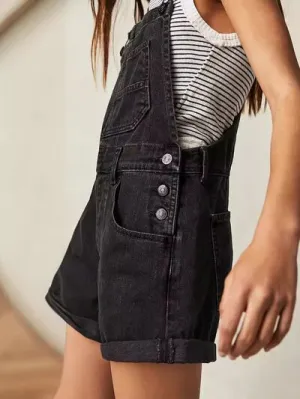 Hazel Blues® |  Square Neck Wide Strap Denim Overalls