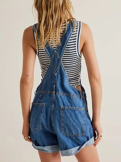 Hazel Blues® |  Wide Strap Square Neck Denim Overalls