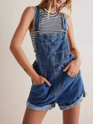 Hazel Blues® |  Wide Strap Square Neck Denim Overalls
