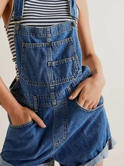 Hazel Blues® |  Wide Strap Square Neck Denim Overalls