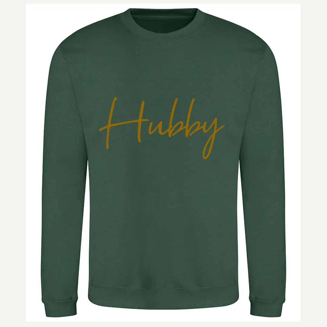 Hubby|Wifey Couple Sweatshirts - Bottle Green