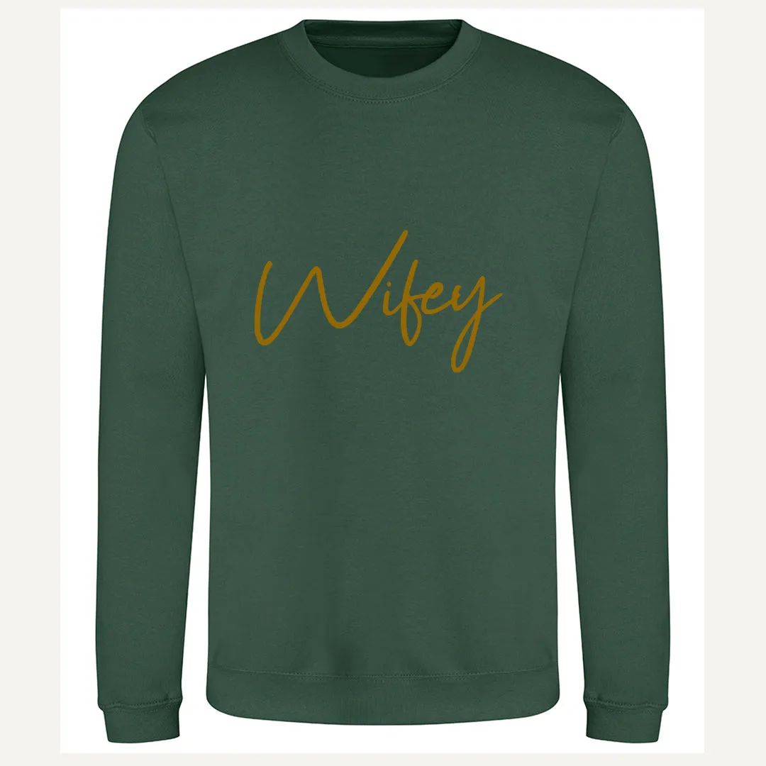 Hubby|Wifey Couple Sweatshirts - Bottle Green