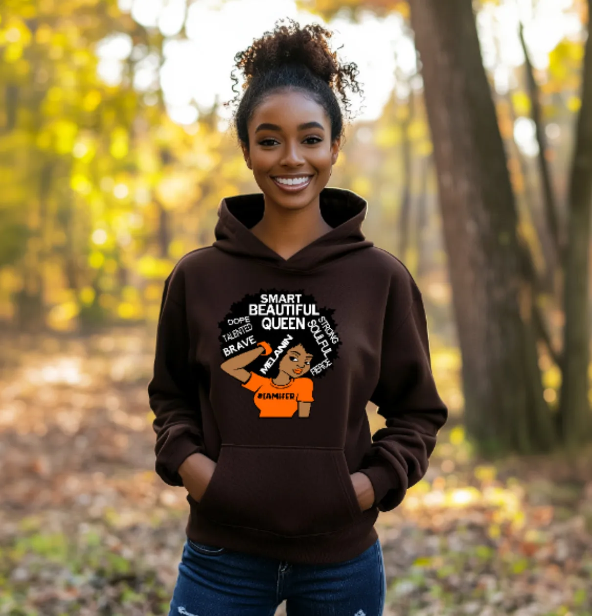 #IAMHER Brown Hoodie, Orange image