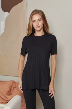 IDRA SHORT SLEEVE KNIT TOP - Black