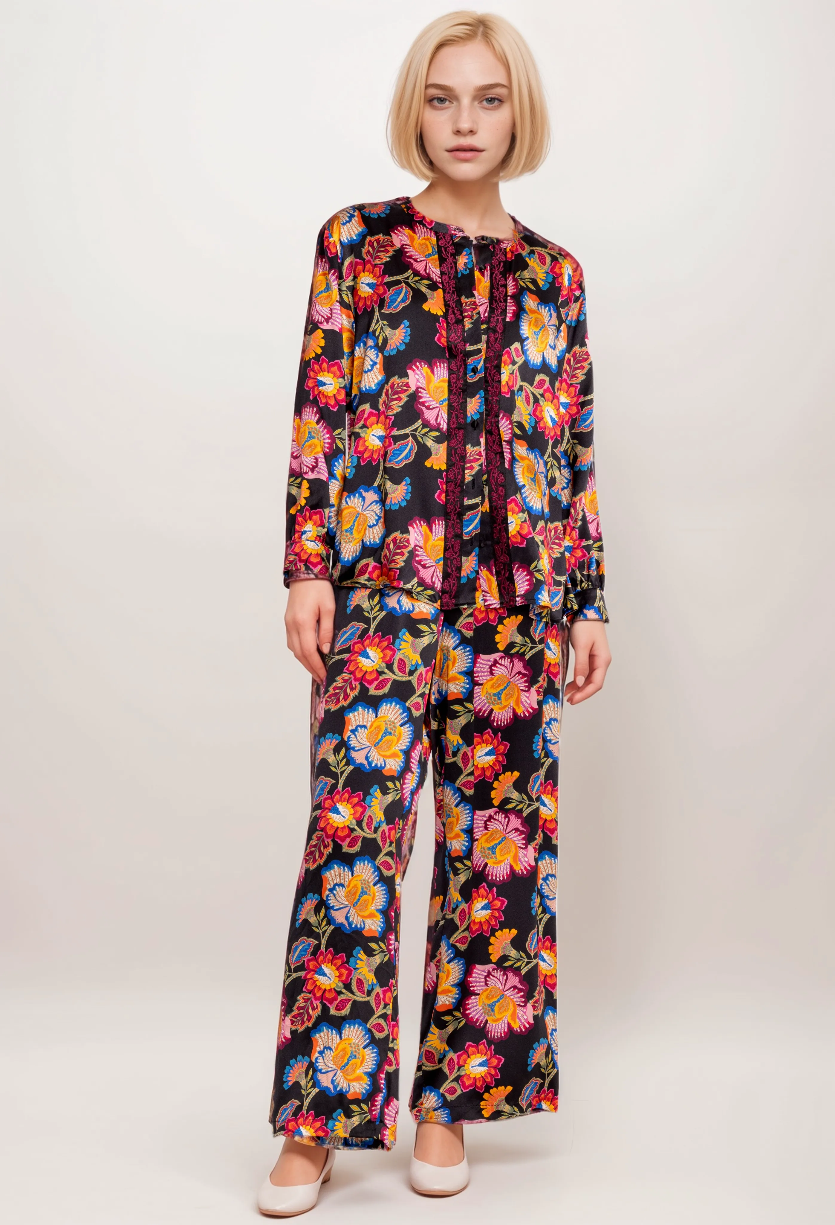 Johnny Was Workshop Sidonia Silk Lounge Pant W60523 Boho Chic