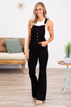 Judy Blue Black Tummy Control Flare Overalls