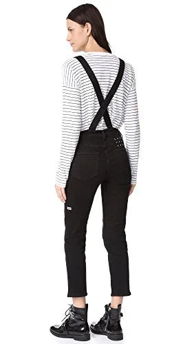 Ksubi Women's Raven Black Skinny Pinni Overalls $220 NWT