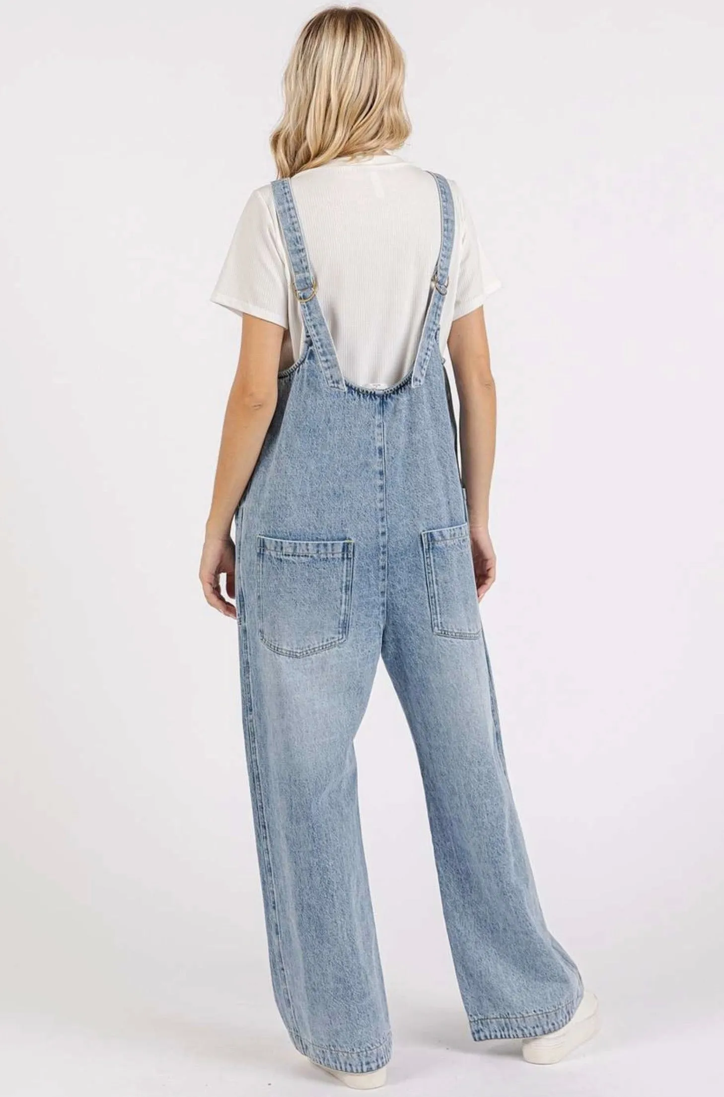 Leila Distressed Denim Overalls