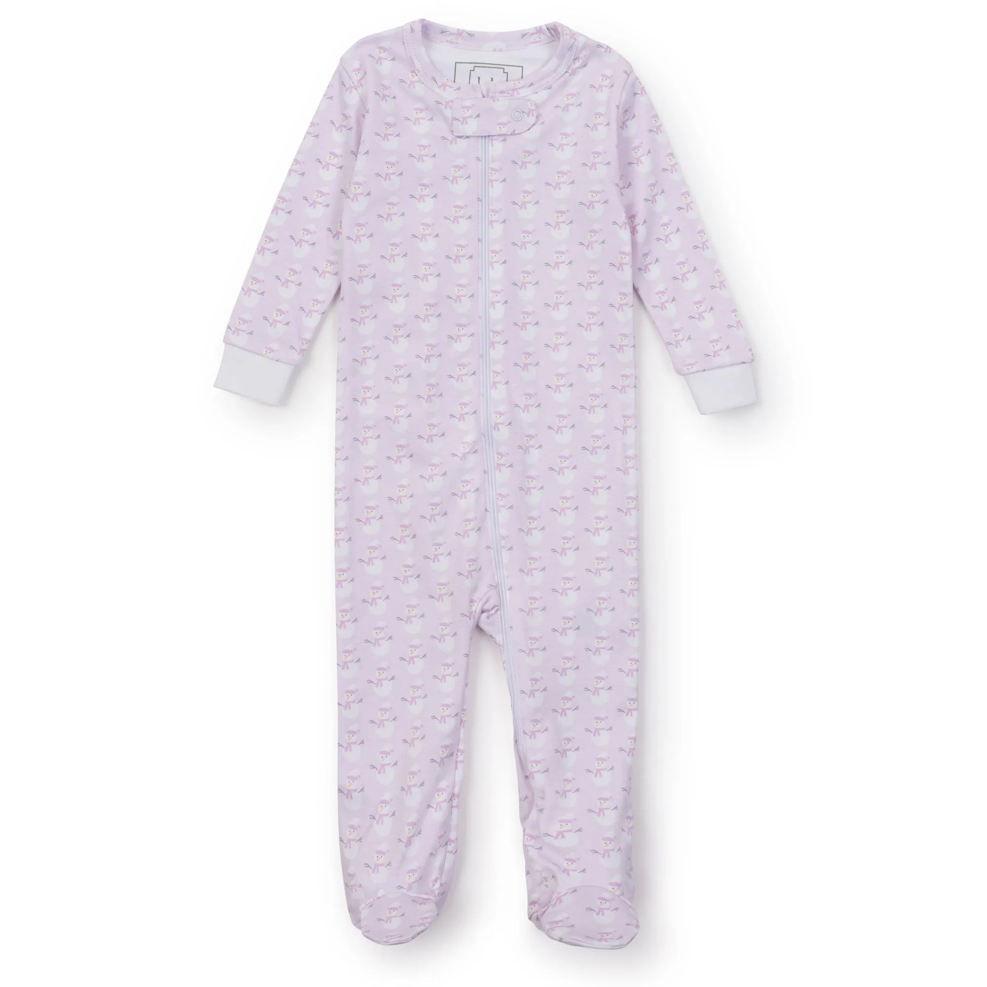 Lila   Hayes Snowman Zipper Footie - Pink
