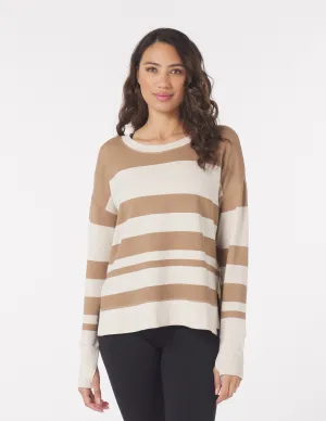 Lounge Long Sleeve: Almond/Oatmilk Varigated Stripes