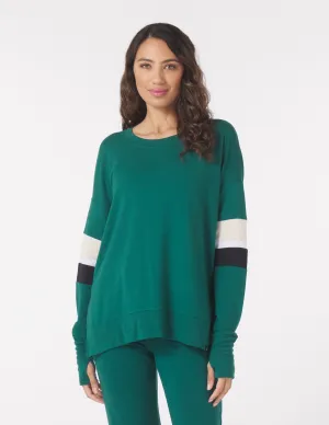 Lounge Long Sleeve: Emerald/Oatmilk/White/Black Stripes
