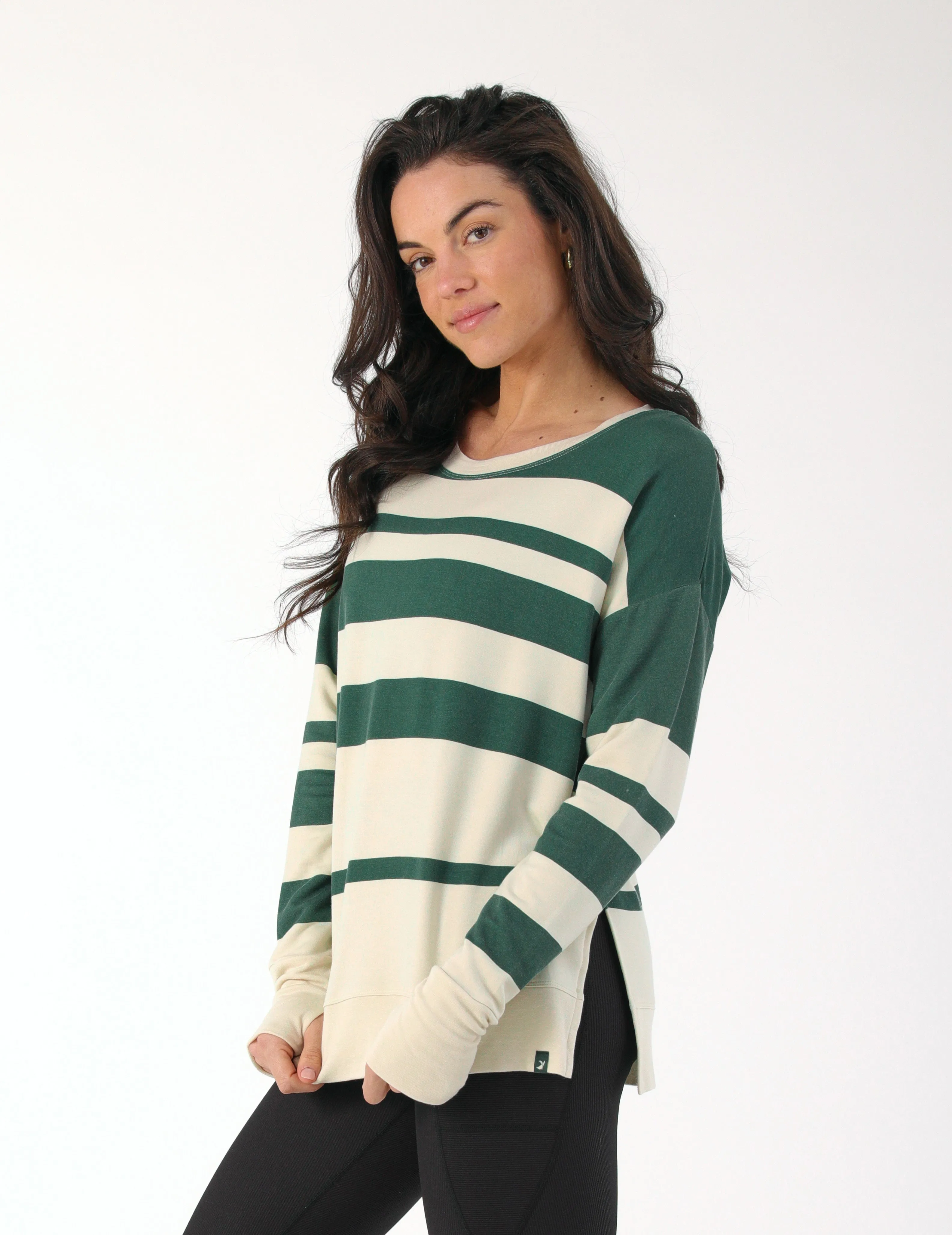 Lounge Long Sleeve: Oatmilk/Forest