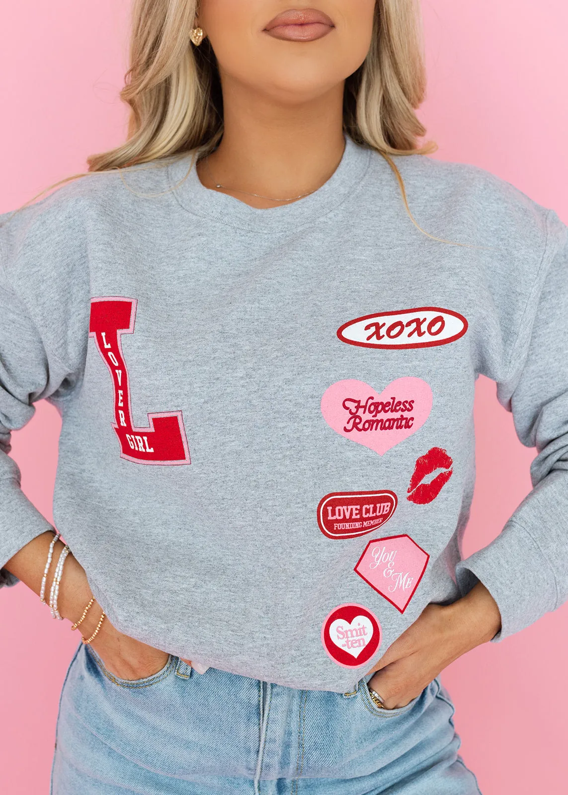 Lover Club Patch Heather Grey Sweatshirt