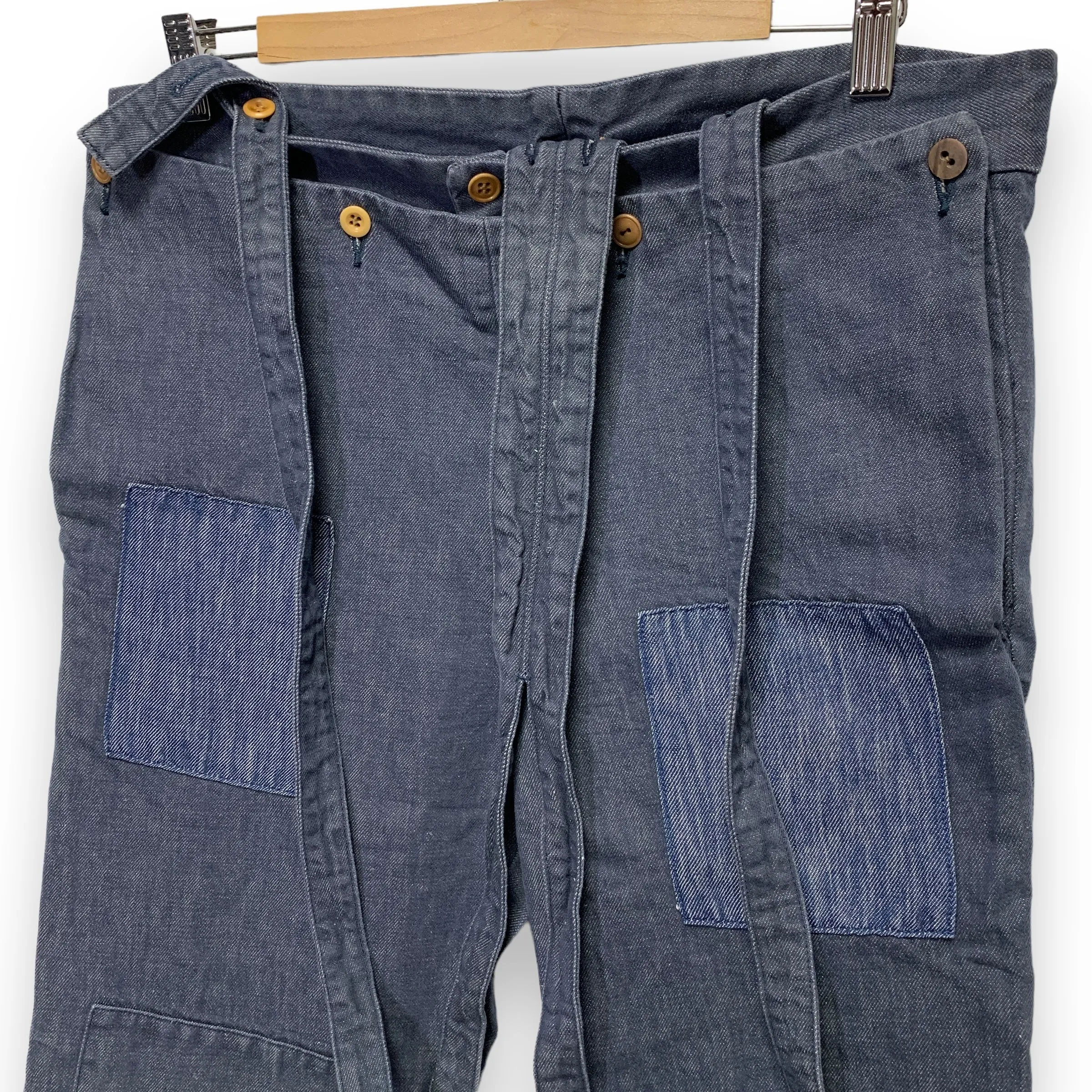[M] Visvim 14SS SS Seabee Pant DMGD Cotton/Linen overalls braces
