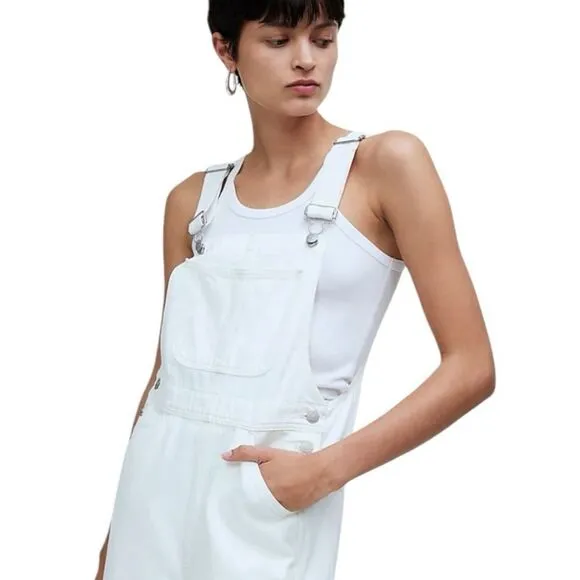 Madewell Denim Oversized Carpenter Overalls Womens‎ Small Lighthouse White