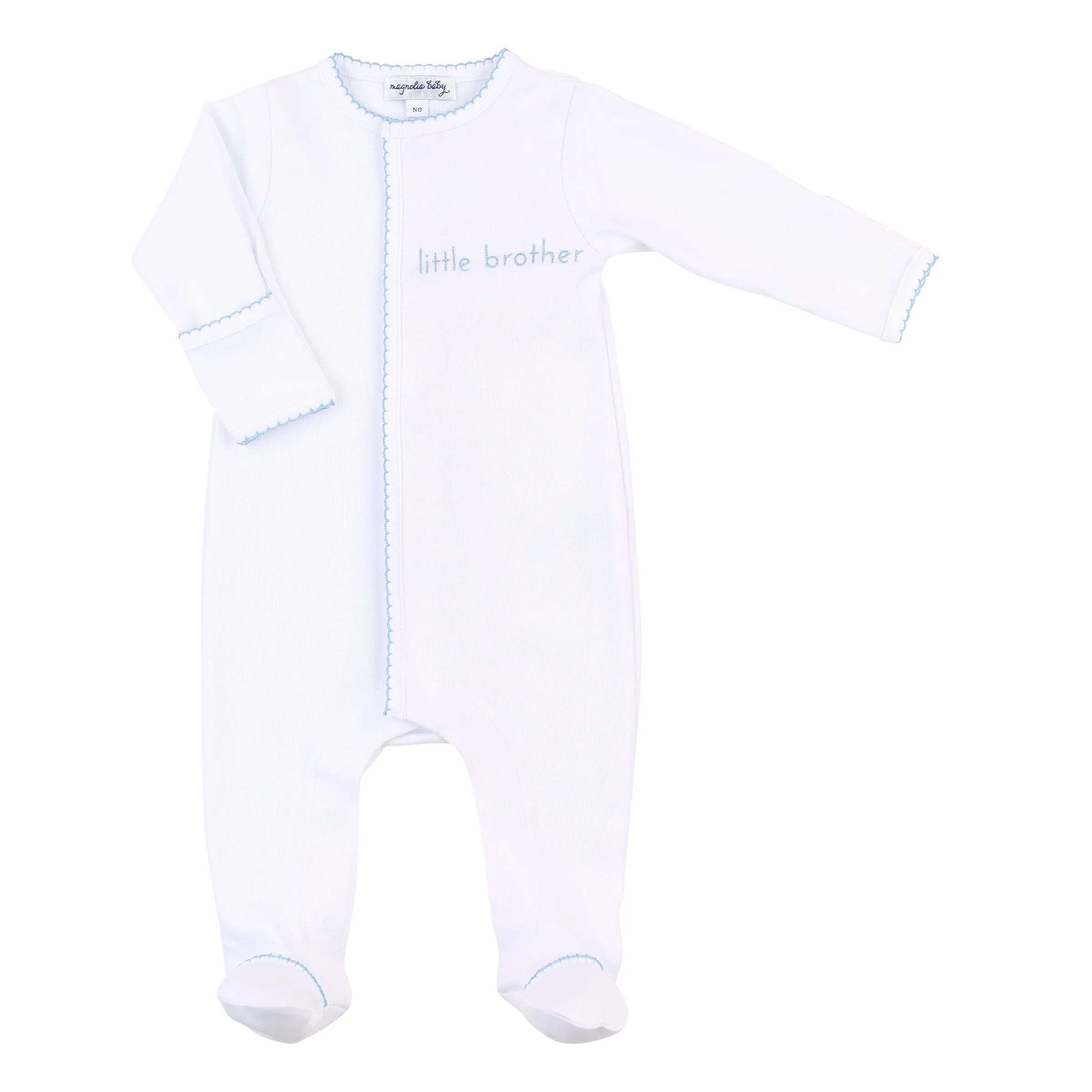 Magnolia Baby Big and Little Embroidered Footie - Blue