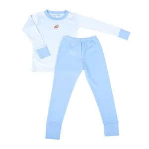 Magnolia Baby Darling Football Embroidered Long Pajamas - Blue