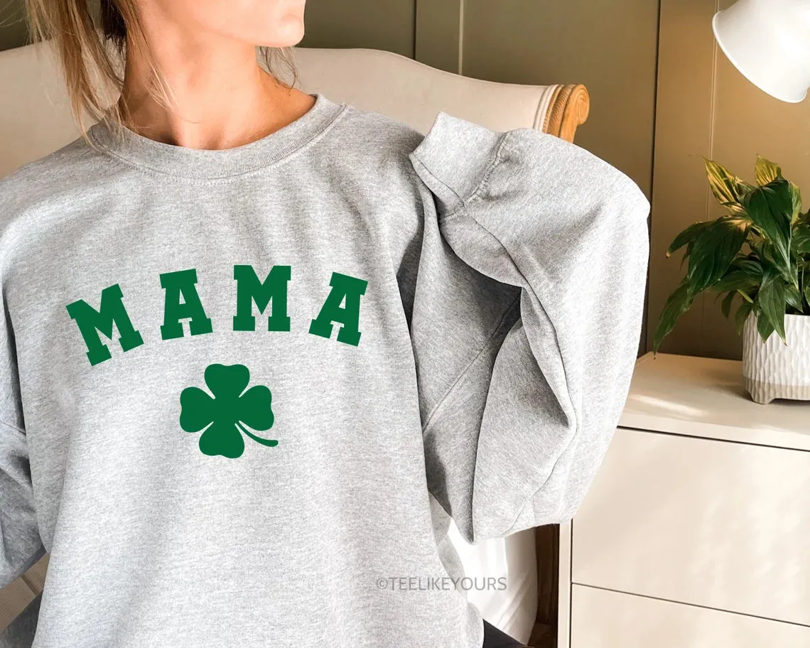 Mama & Mama's Lucky Charm St Patricks Day Sweatshirts for Mom and Baby. Mommy and Me Outfit, Shamrock Sweatshirts, Baby St Patrick's Day