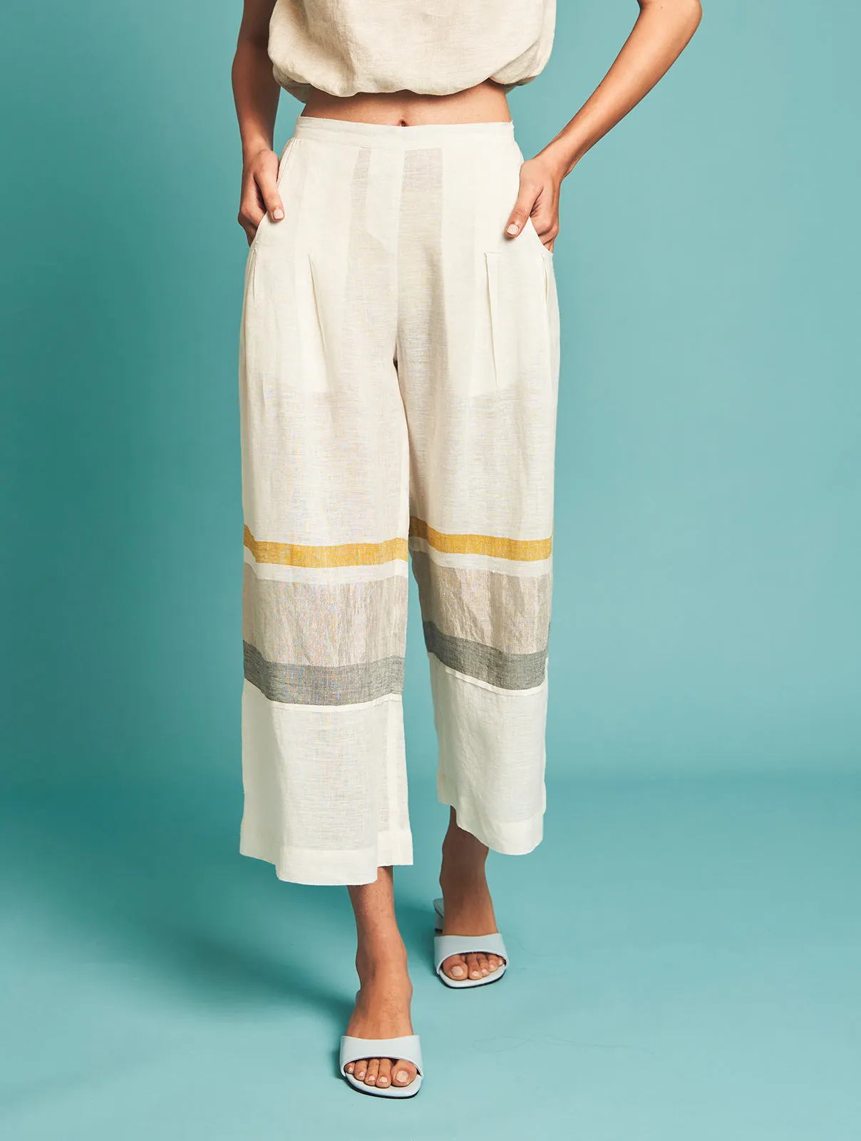Manan   I   Manami Lounge Pants - Ivory I  Border Collection