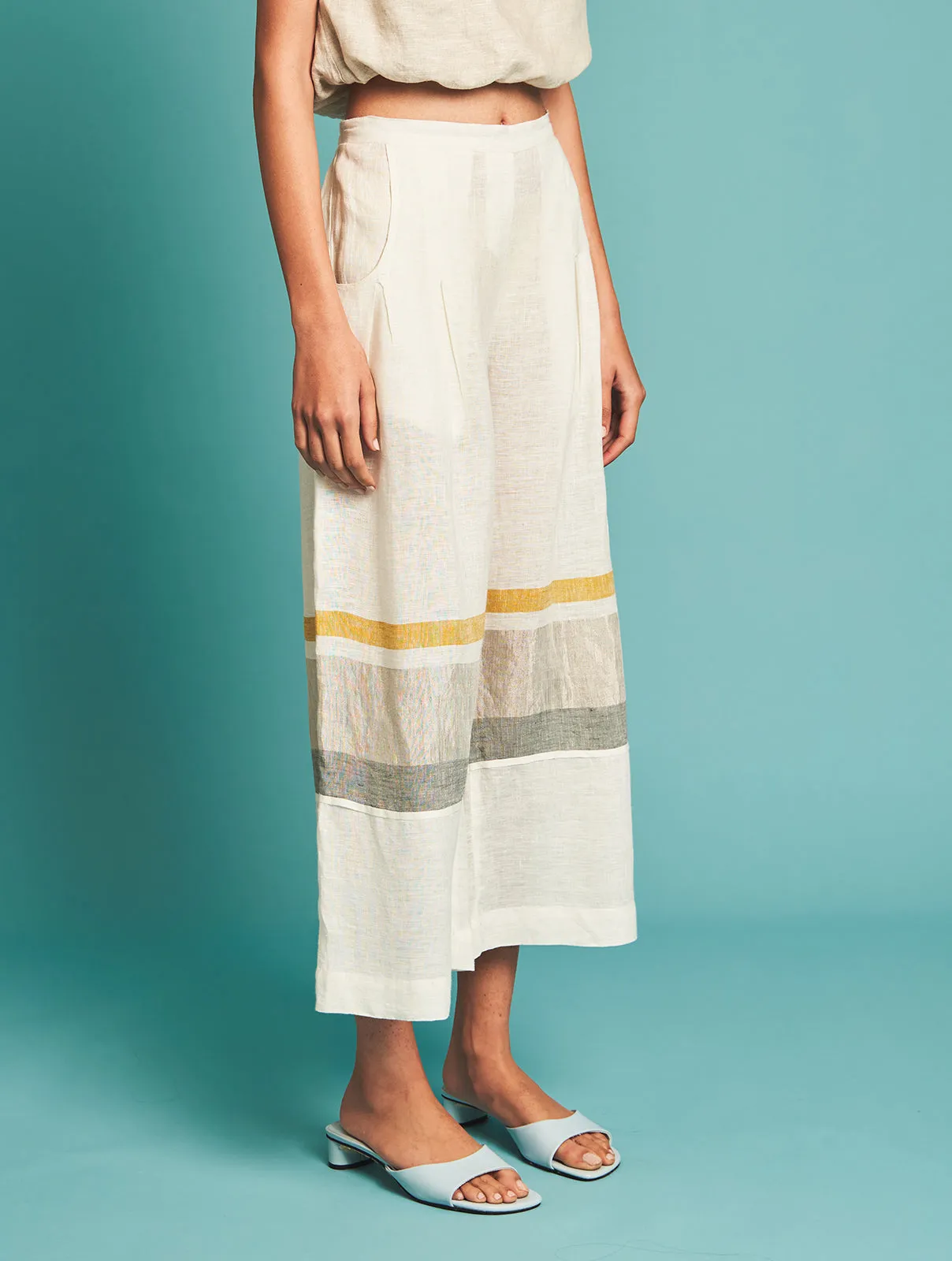 Manan   I   Manami Lounge Pants - Ivory I  Border Collection