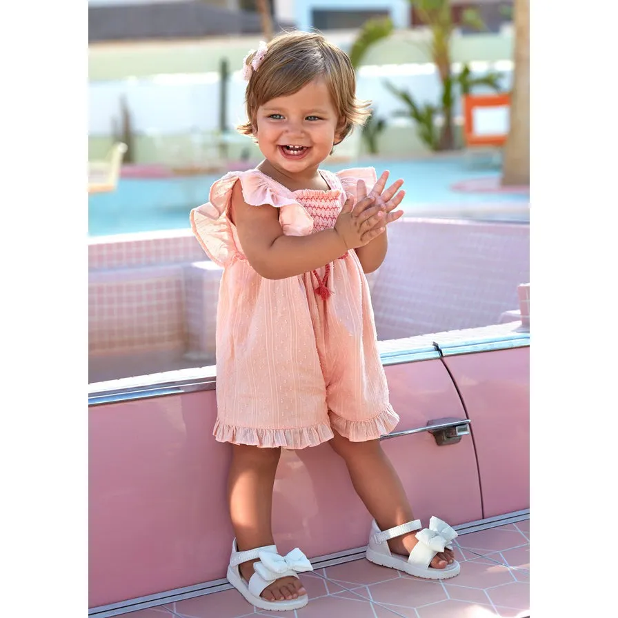 Mayoral Baby Pastel Pink Smocked Romper