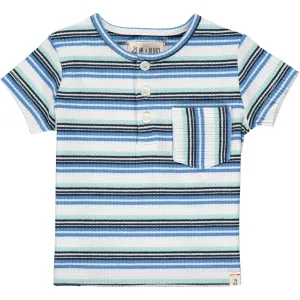 Me & Henry Dodger Henley - Blue Multi Stripe