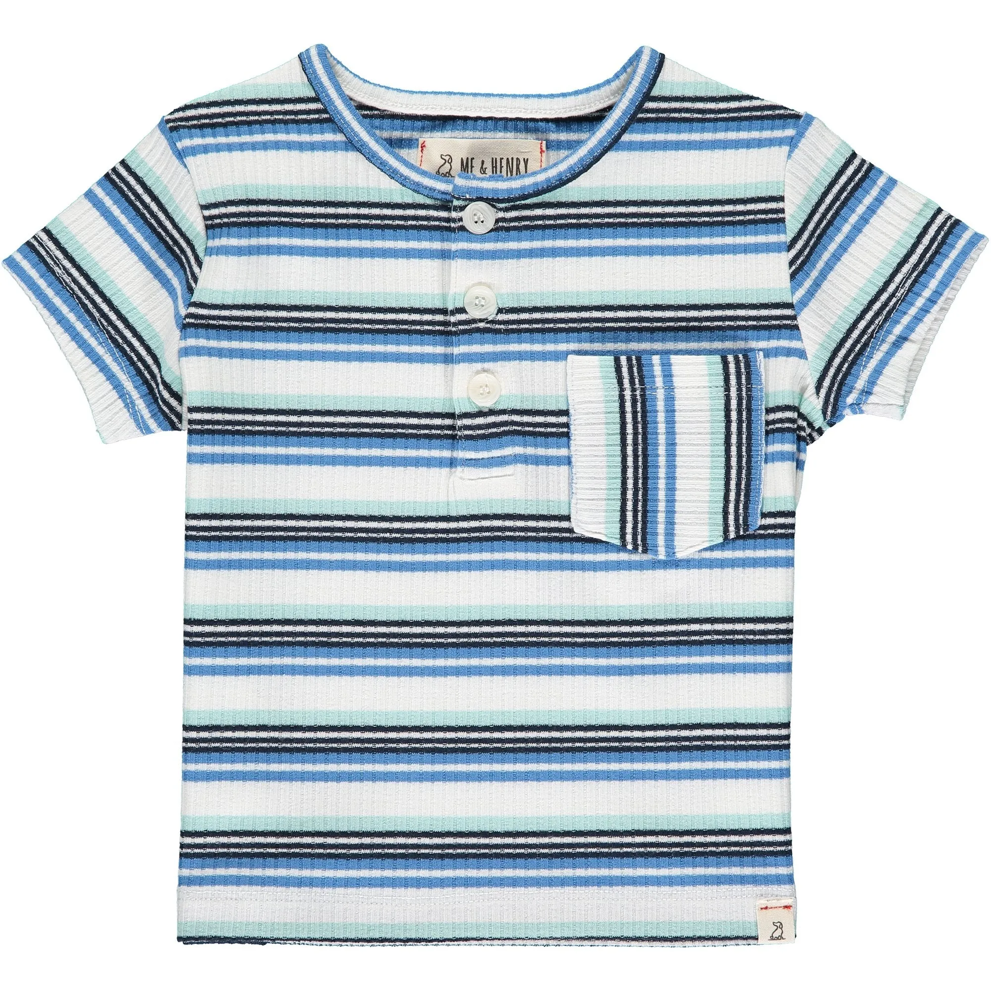 Me & Henry Dodger Henley - Blue Multi Stripe