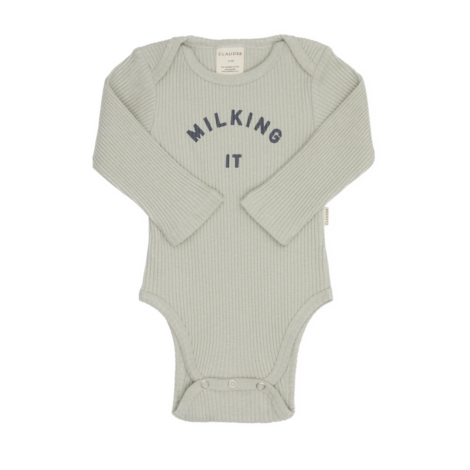 Milking It Cotton Rib Long Sleeve Baby Bodysuit (Pistachio)