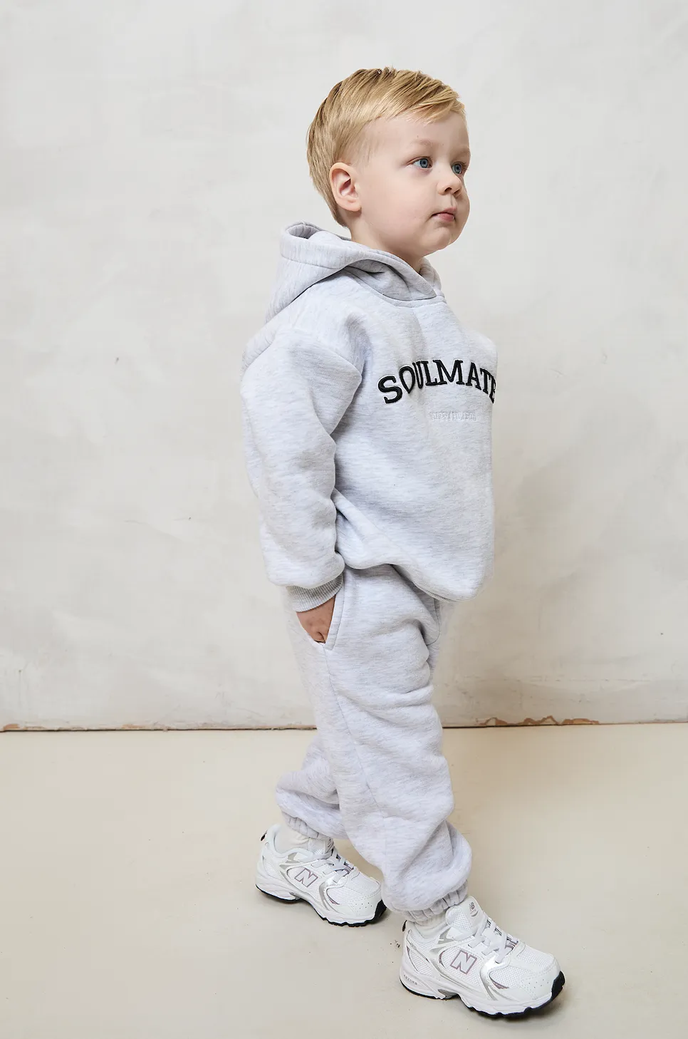 MINI SOULMATES HOODIE IN GREY MARL