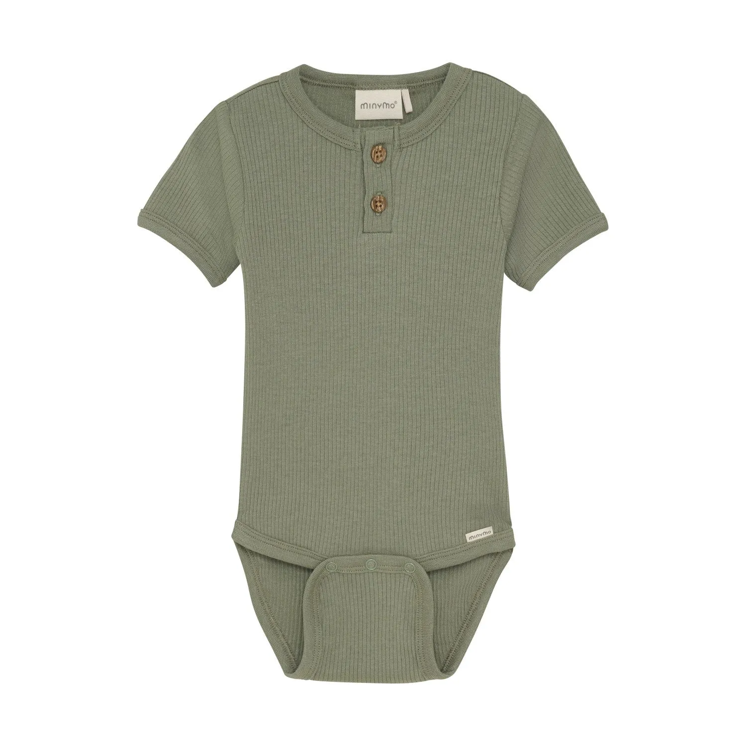 Minymo Baby Onesie and Stripe Overall Sage