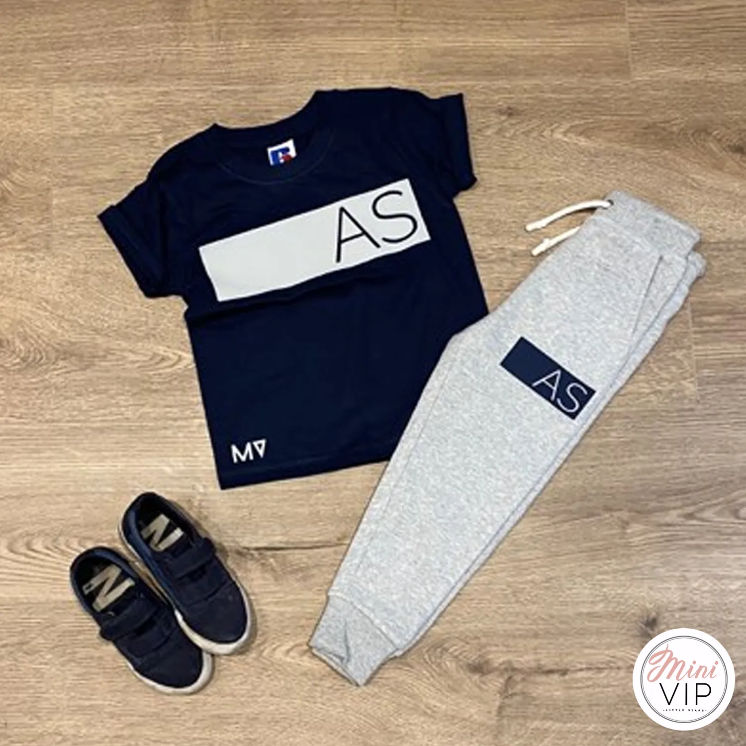 Navy/Grey Block Initials Personalised Tracksuit Lounge Set