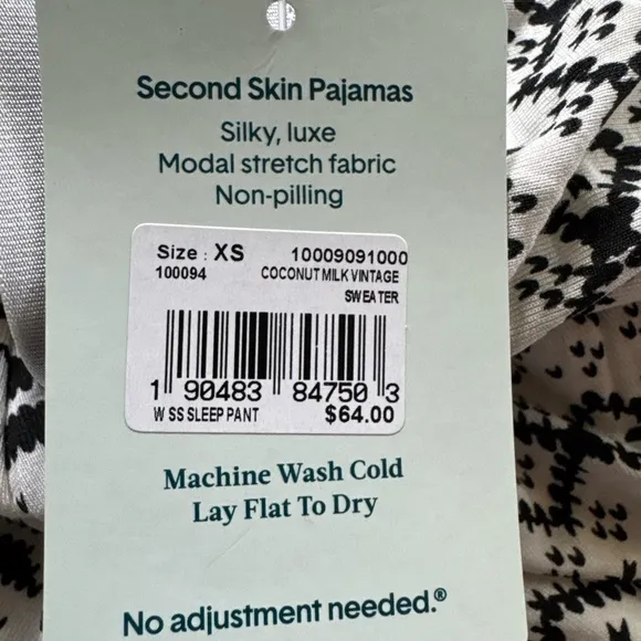 New Tommy John Second Skin Women’s Pajamas set, Size XS