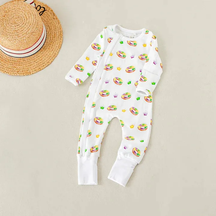 Nola Tawk King Cake Kids Mardi Gras Zipper Pjs