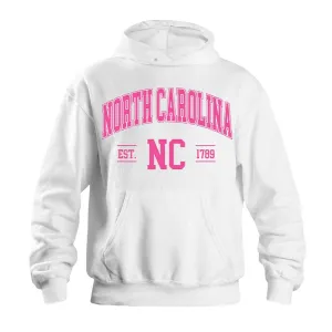 North Carolina Established Hoodie in White & Pink