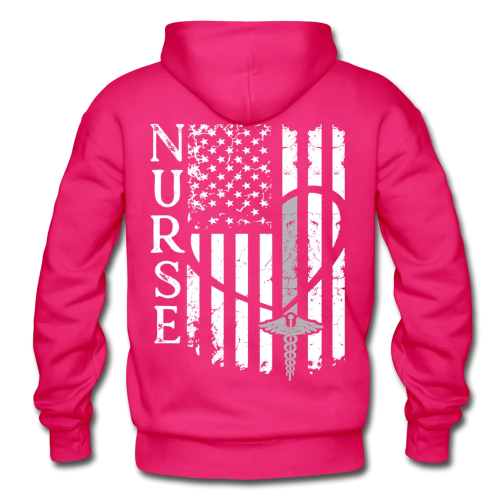 Nurse Flag white and grey Gildan Heavy Blend Adult Hoodie (CK1388)