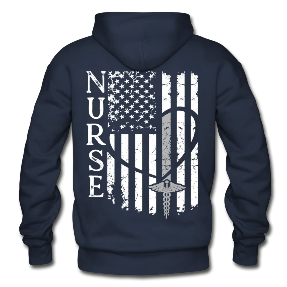 Nurse Flag white and grey Gildan Heavy Blend Adult Hoodie (CK1388)