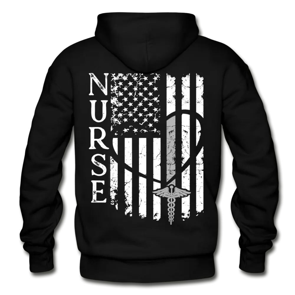 Nurse Flag white and grey Gildan Heavy Blend Adult Hoodie (CK1388)