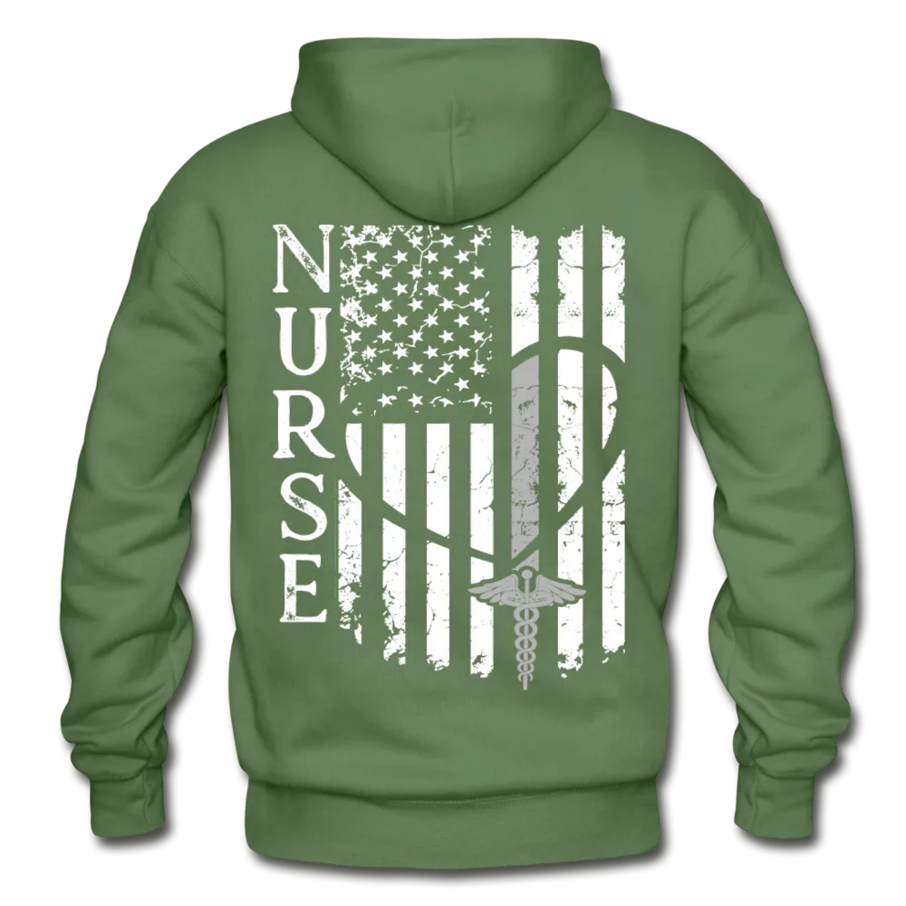 Nurse Flag white and grey Gildan Heavy Blend Adult Hoodie (CK1388)
