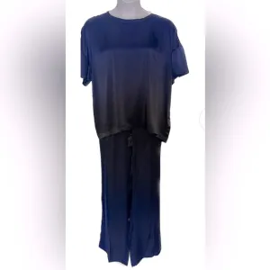 NWT BLUE/Black Silk Ombré Lounge SET. Top &amp; Pant!! 1 SMALL Only Left!