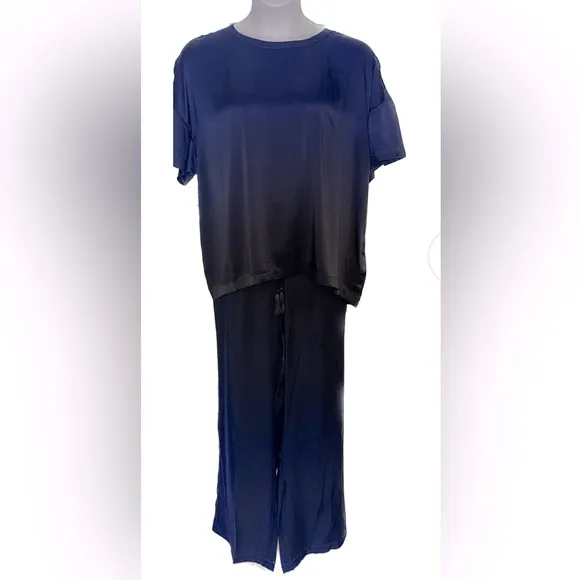 NWT BLUE/Black Silk Ombré Lounge SET. Top &amp; Pant!! 1 SMALL Only Left!