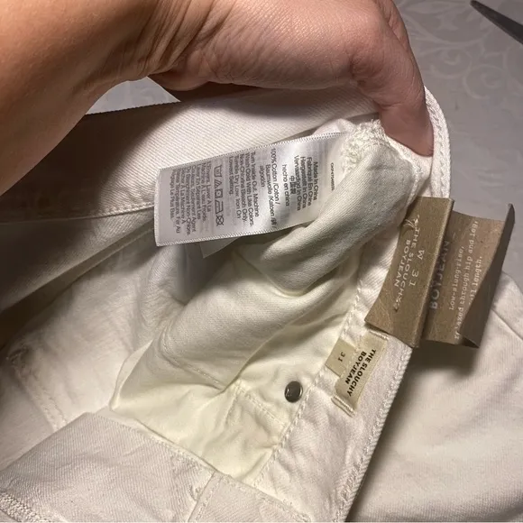NWT Madewell The Slouchy Boyjean White Jeans Size 31 Waist Denim Straight Taper