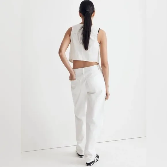 NWT Madewell The Slouchy Boyjean White Jeans Size 31 Waist Denim Straight Taper