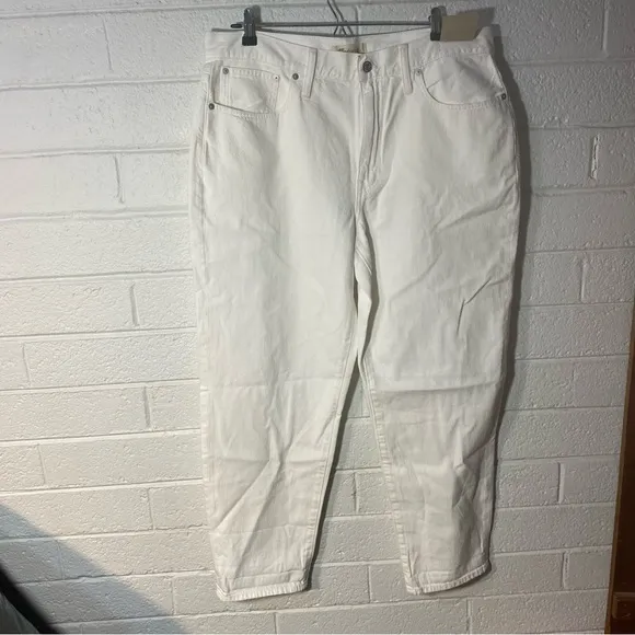 NWT Madewell The Slouchy Boyjean White Jeans Size 31 Waist Denim Straight Taper
