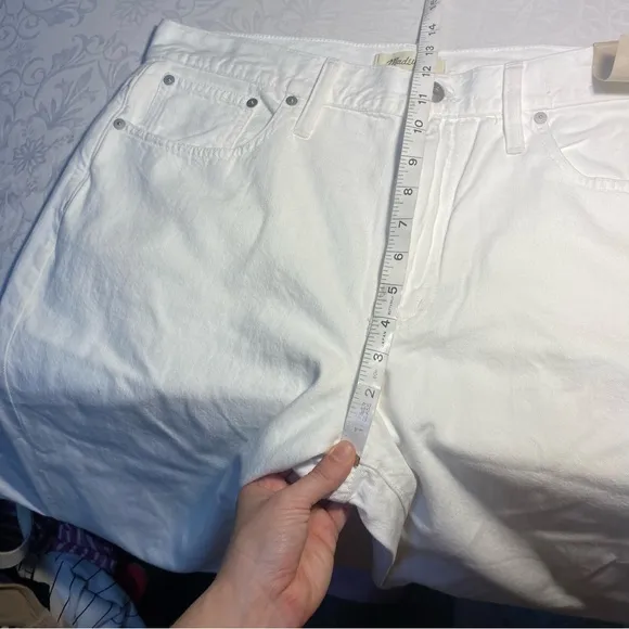 NWT Madewell The Slouchy Boyjean White Jeans Size 31 Waist Denim Straight Taper