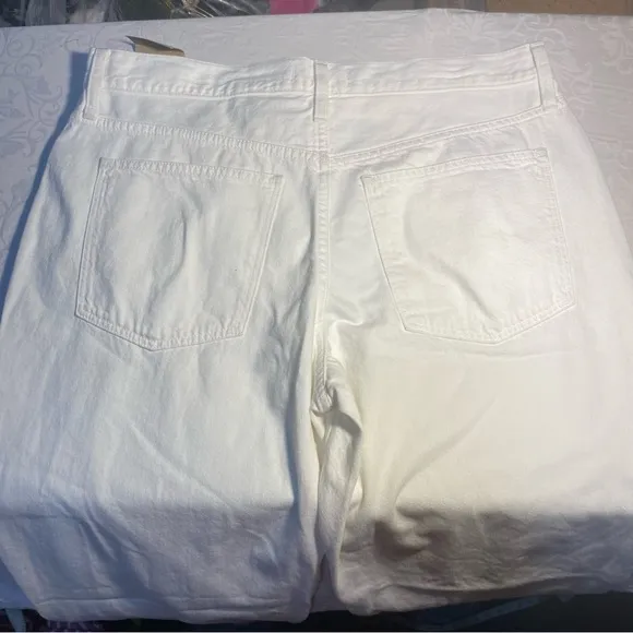 NWT Madewell The Slouchy Boyjean White Jeans Size 31 Waist Denim Straight Taper