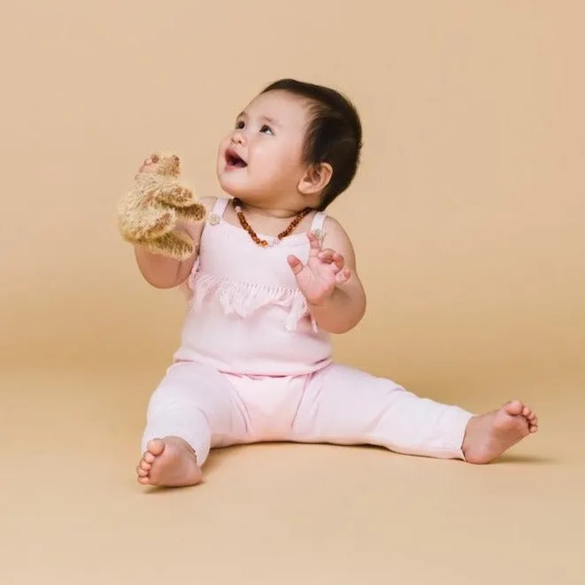 Organic Cotton Frill Overalls - Blush Pink
