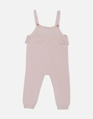 Organic Cotton Frill Overalls - Blush Pink