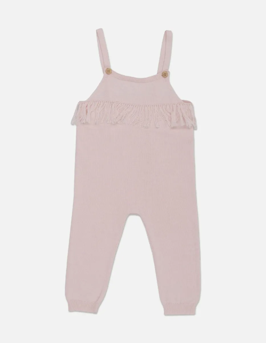 Organic Cotton Frill Overalls - Blush Pink