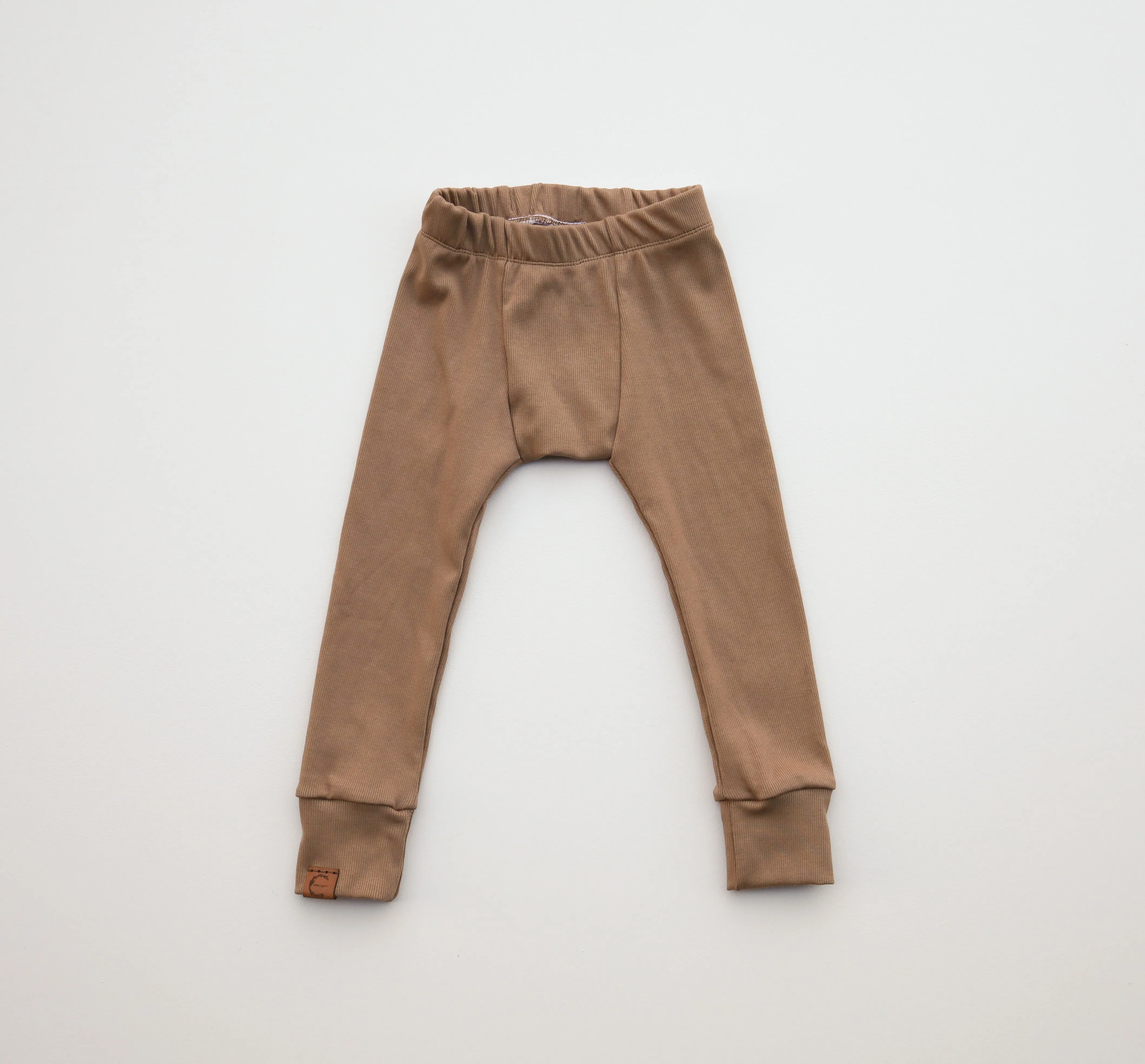 Organic Ribbed Long Sleeve Lounge Bottom - Brown